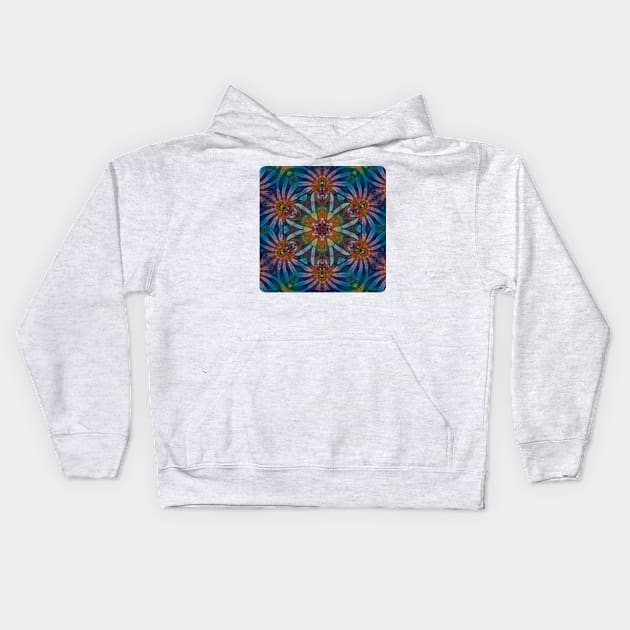 Psychedelic Kaleidoscopic Multi-Color Mandala Number 3 Kids Hoodie by SpotterArt